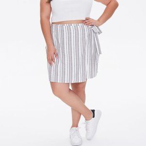 NWT Forever 21  Plus Size Linen-Blend Striped Skirt